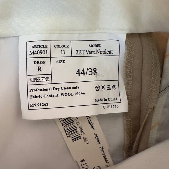 Unbranded Men’s Unhemmed Dress Pants Size 38 Tan 100% Wool Professional Office - Picture 5 of 6
